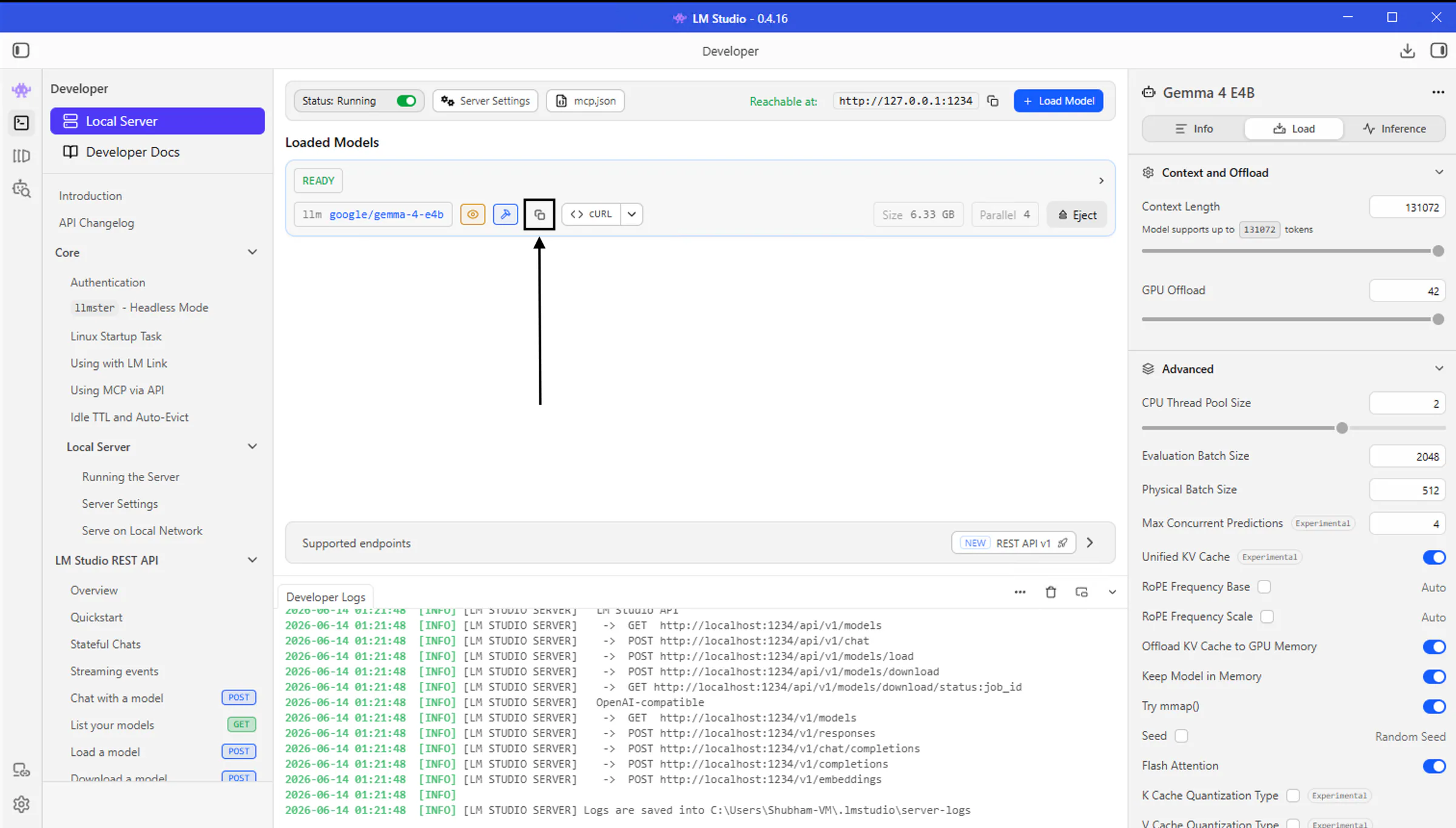 Image of model identifier copy button 