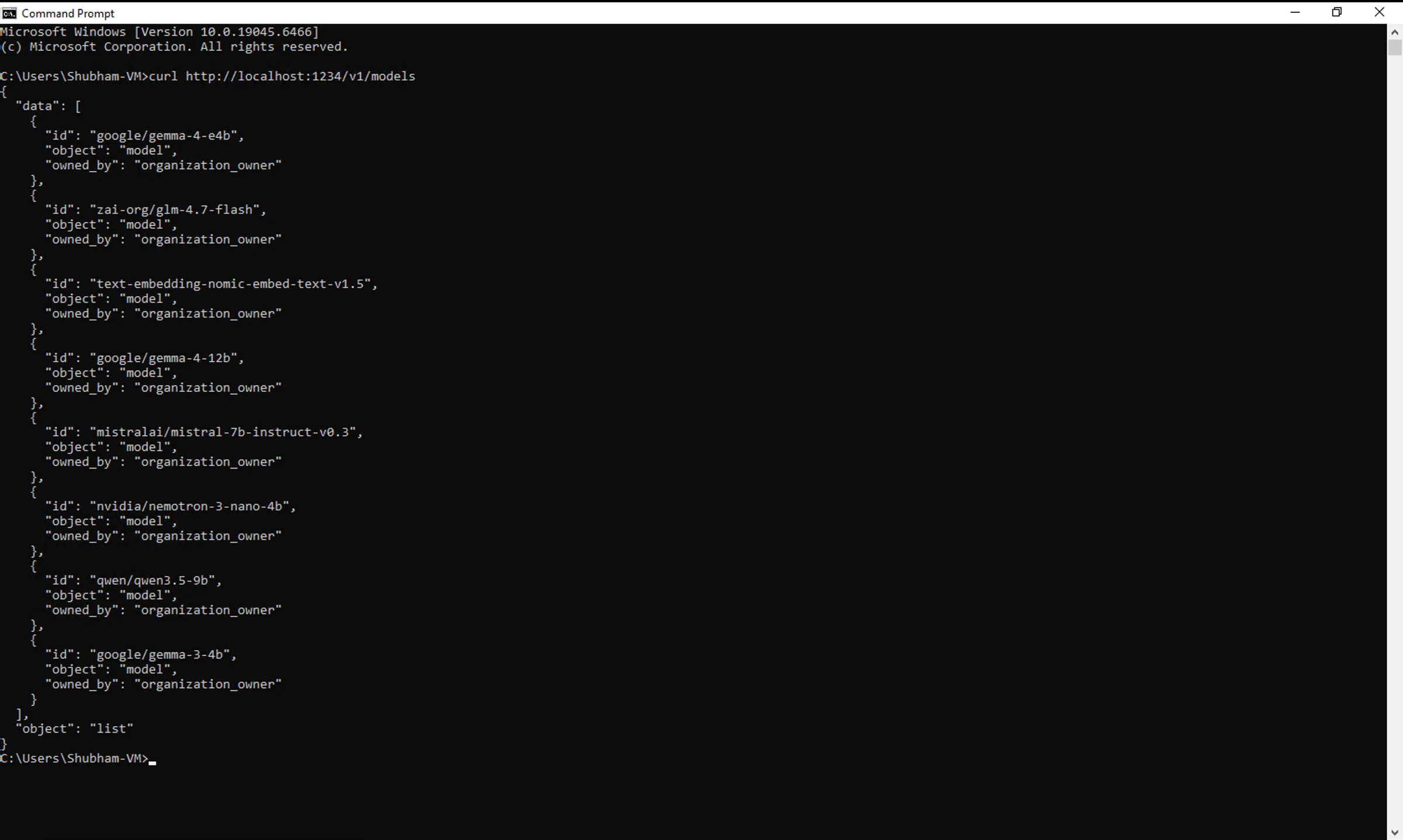 Image of testing the api server